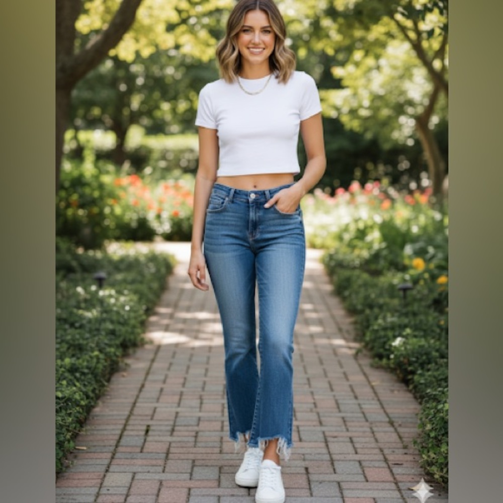 7 For All Mankind Distressed Frayed Hem Jeans – Size 25 –